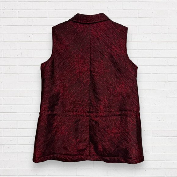 COLDWATER CREEK Red Black Puffer Puffy Vest Size L 14-16 - Picture 2 of 4